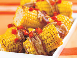 Corn on the Cob with Bason and Herbed Butter