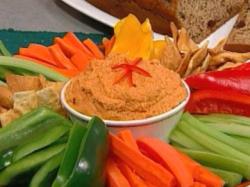 Roasted Red Pepper Hummus 12 03 08 RE Eating Lighter at Memorial Day Parties